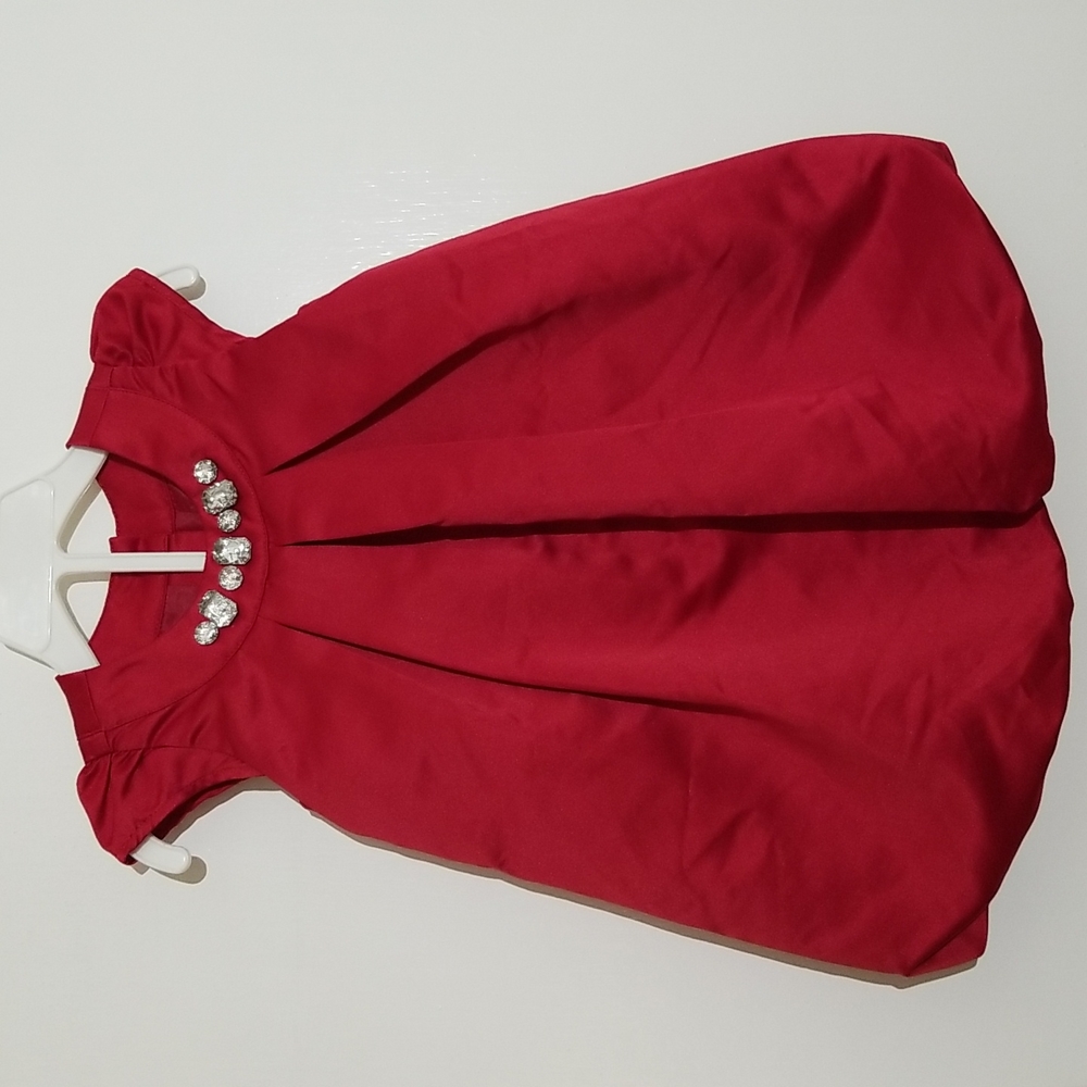 Gymboree Red Satin Jeweled Holiday Bubble Dress and Bottom 2-Piece Set Outfit